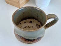 Image 3 of Green, copper brown and beige 16oz ceramic stoneware mug