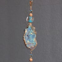 Image 5 of Aura Chalcedony Rosette 14K GF Pendant with Stardust Beads