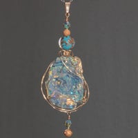 Image 2 of Aura Chalcedony Rosette 14K GF Pendant with Stardust Beads