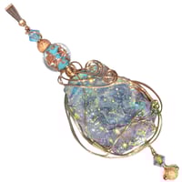 Image 1 of Aura Chalcedony Rosette 14K GF Pendant with Stardust Beads