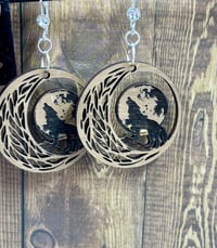 Image 2 of Wooden howler wolf earrings 