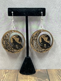 Image 3 of Wooden howler wolf earrings 