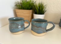 Image 1 of Blue Ceramic Stoneware Mugs 16oz