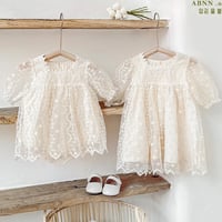 Image 1 of Cream Lace Matching Sibling Dress/Romper 