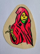 Image of original 1970s vintage tattoo flash reaper skull breezy rantoul biker 1%er 3x4