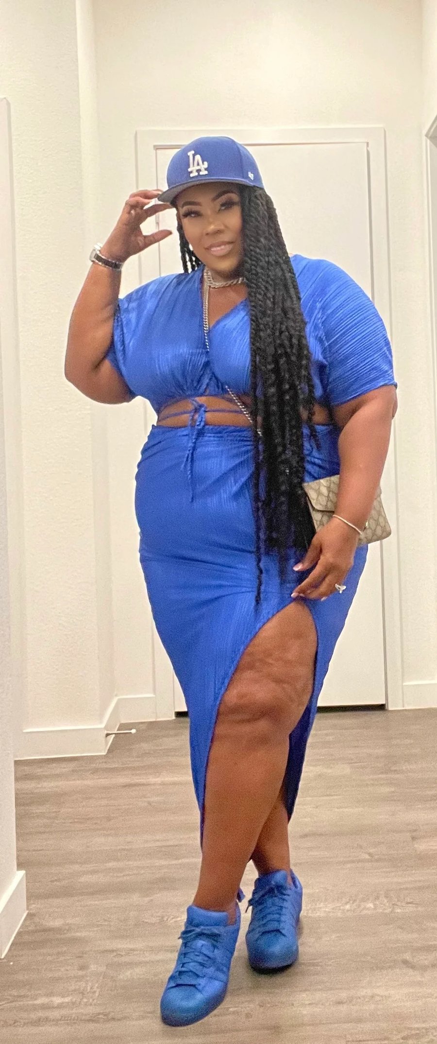 Image of 3PACK PLUS SIZE PLEATED 2-PIECE SKIRT SET-BLUE