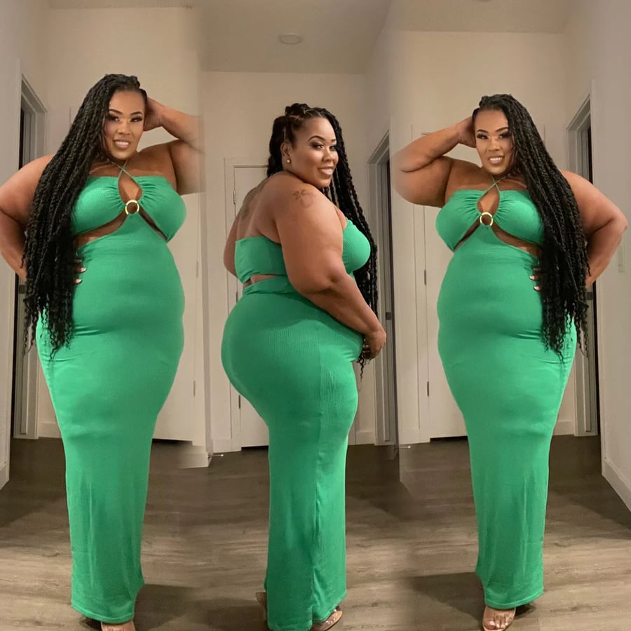 Image of 3PACK RIBBED PLUS SIZE 2PEEP MIDDLE MAXI DRESS