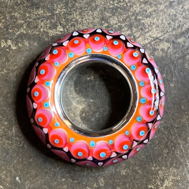 Image of Grand Tangerine and Dark Pink Disk Bead