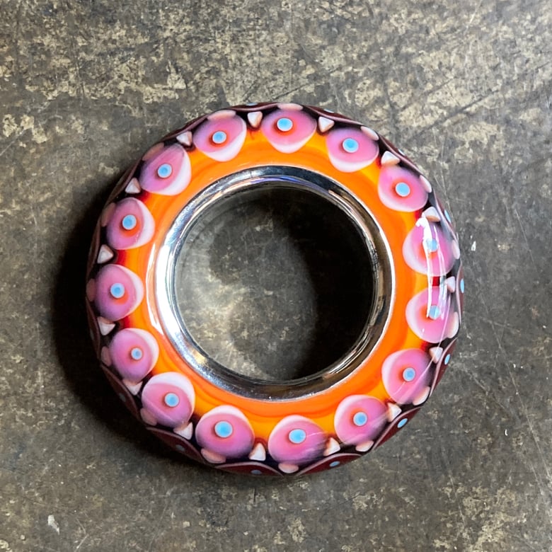 Image of Grand Tangerine Brick and Pink Disk Bead