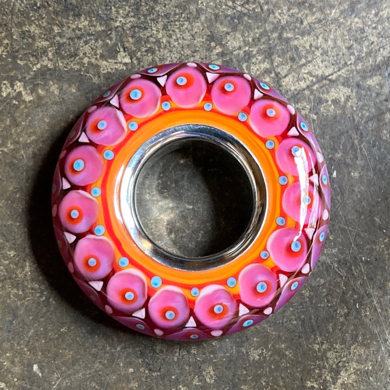 Image of Tangerine and Lilac Pink Disk Bead