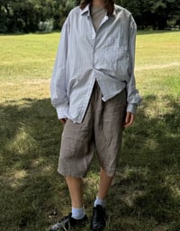 Image 1 of gray unisex linen shorts