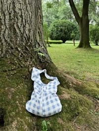 Image 1 of light blue checked bag