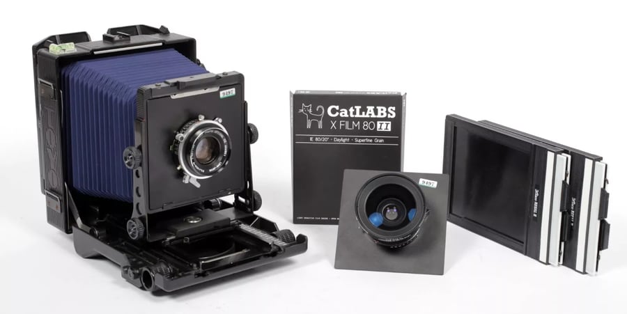 Image of Toyo 45CF 4X5 Ultralight Camera w/ 135mm + 90mm MC Lenses + Holders + FILM #9497