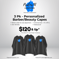 3 Pk - Embroidered Barber/ Beauty Cape