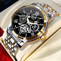 Men's Light Luxury Watch Brand Quartz Hollow Large dial Watch Fashion Workplace Night Glow Waterproo