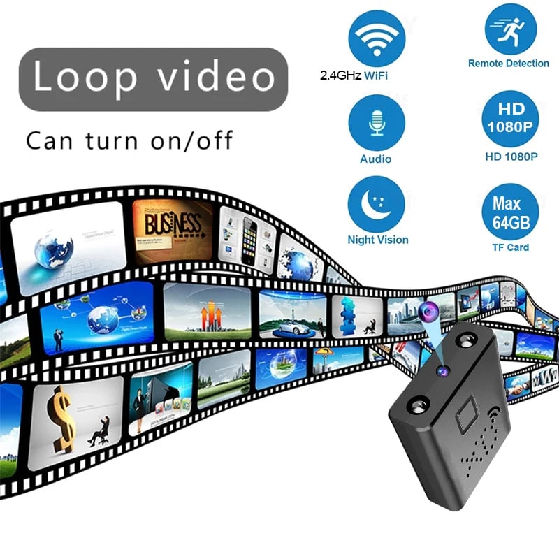 Mini home Surveillance Camera - Built-in Battery, Night Vision, Motion Detection, No WiFi, No App