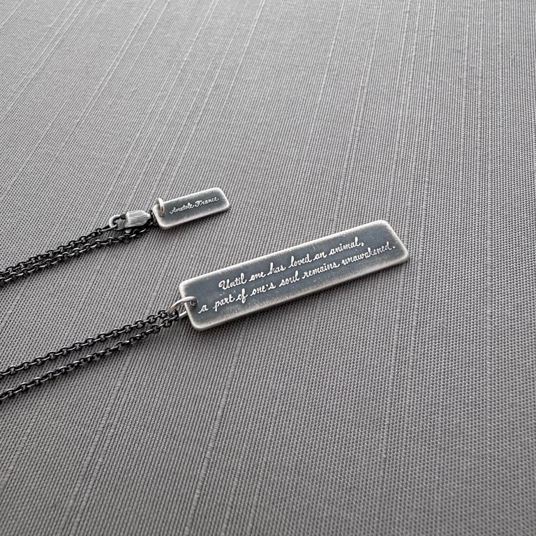 Sterling Silver Anatole France Animal Quote Necklace
