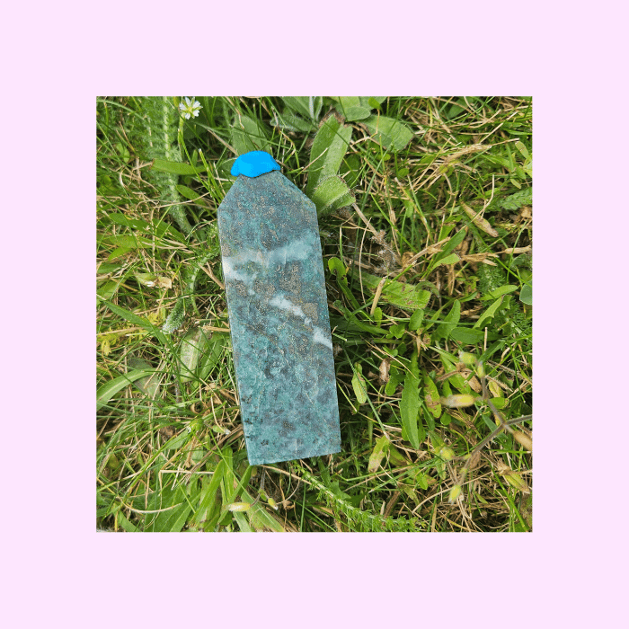 Image of Moss Agate + Pyrite Tower