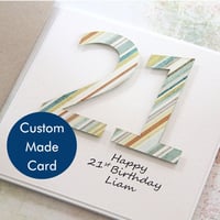 Image 1 of Birthday Card for Him. Personalised Male Birthday Card. Stripes.