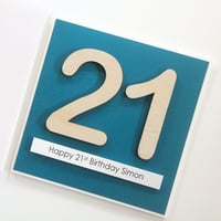 Image 1 of Birthday Card for Him. Personalised Male Birthday Card. Teal.
