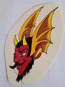 Image of original vintage ron kevie? hell bound devil winged satan HA tattoo flash 3x5.5