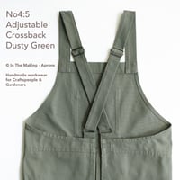 Image 3 of Split Leg Canvas Apron for Potters/Makers, Crossback. Dusty Green No4:5