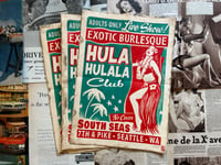 Image 1 of Hula Hulala Exotic Burlesque Linocut Print FREE SHIPPING 