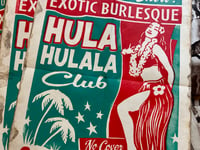 Image 2 of Hula Hulala Exotic Burlesque Linocut Print FREE SHIPPING 