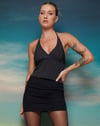 Wcvcs Halter Top in Irregular Stripe Black