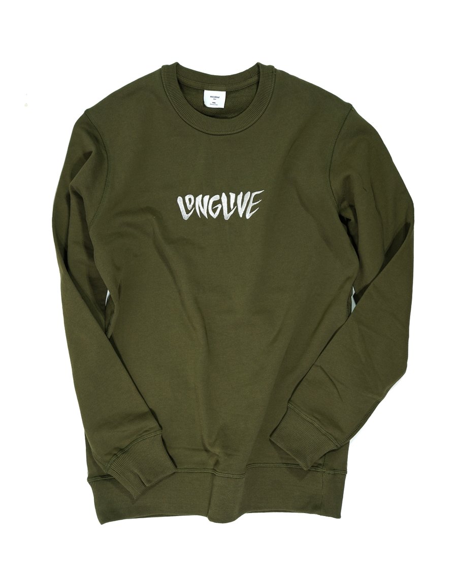 Image of Embroidered Creepy Olive Crew