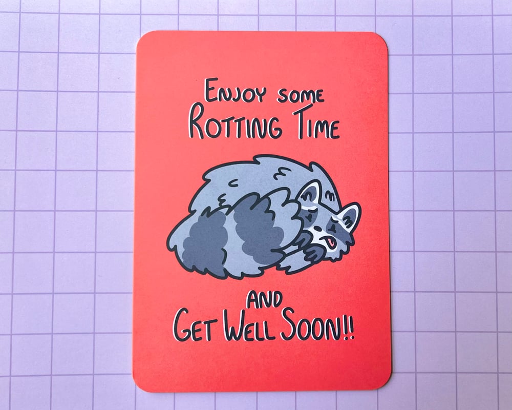 Image of Get well soon raccoon card