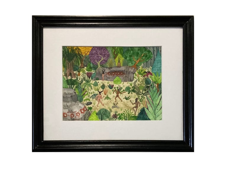 Pump Up the Jams Original Watercolor Framed Image 2