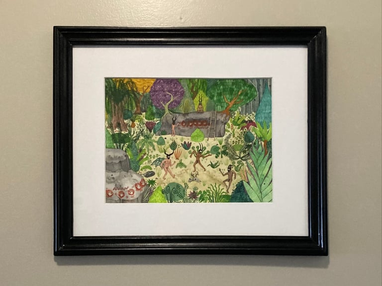Pump Up the Jams Original Watercolor Framed Image 5