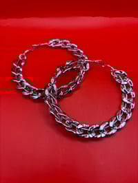 Image 2 of Large silver chunky chain earrings 