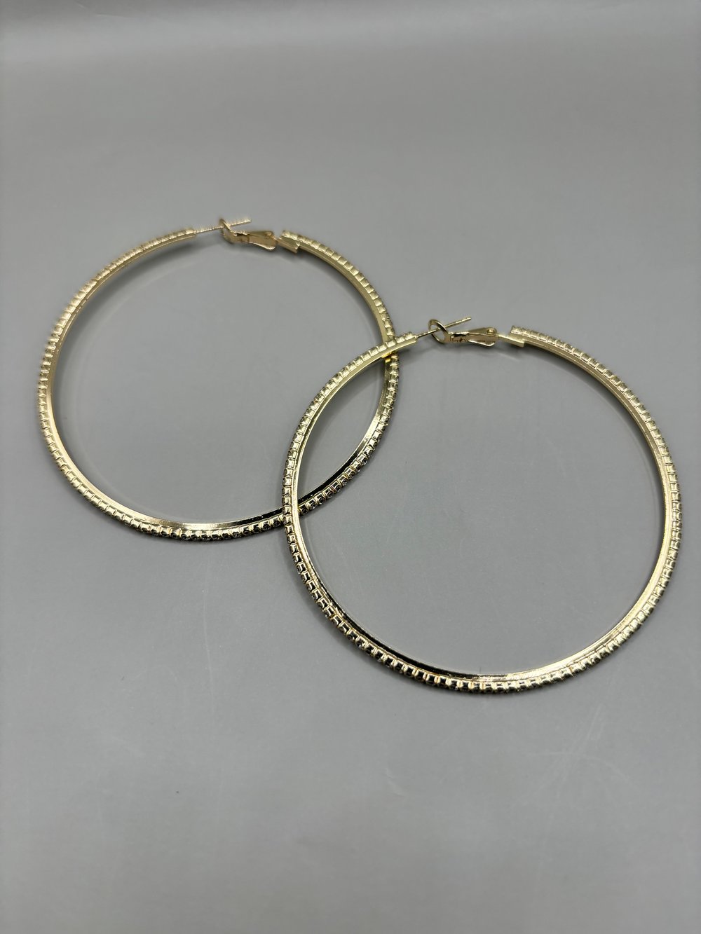 Gold hoop rhinestones earrings 