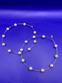 Image 2 of Silver Circle pearls earrings 