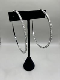 Image 1 of Silver hoop rhinestones earrings 