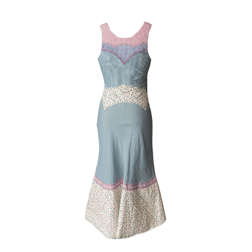 Image of DSQUARED2 GINGHAM & FLORAL MIDI DRESS