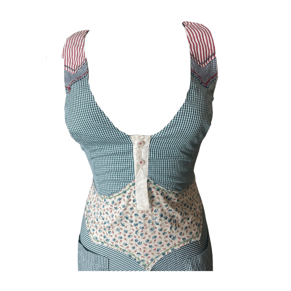 Image of DSQUARED2 GINGHAM & FLORAL MIDI DRESS