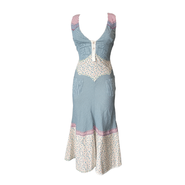 Image of DSQUARED2 GINGHAM & FLORAL MIDI DRESS