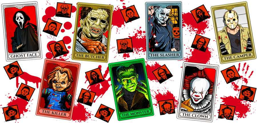 Double Sided Uv Dtf Wrap Horror Cards W0869 Halloween | Sheri's Big Cartel