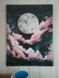 Image 2 of The Moon with Pinkish Clouds Night