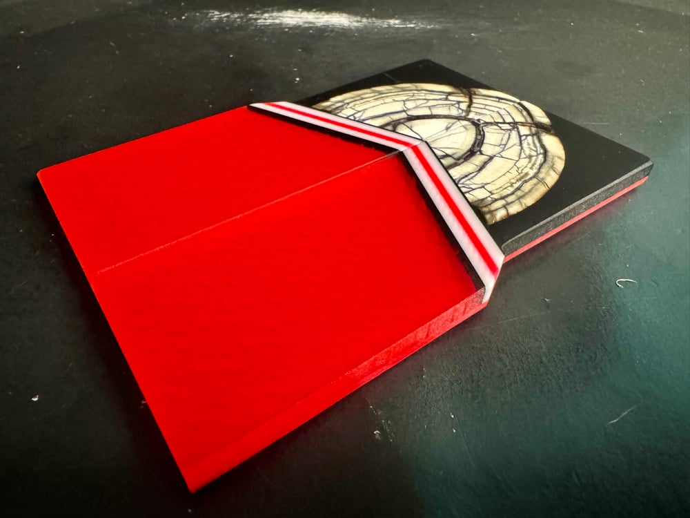 Image of Mammoth Tusk & @Kaoticartworks 3-D Resin GLOW Segmented Knife Scales 