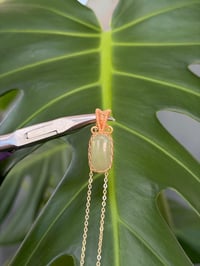 Image 4 of Gold Green Jade Rectangle Crystal Necklace