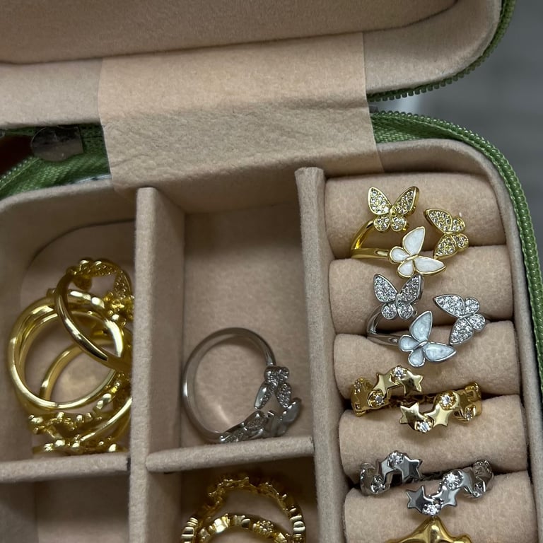 triple butterfly & star girl rings