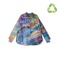 Image 1 of ♻️ UPCYCLED M (8) Topshop Boyfriend Shirt in Rustic Geode Ice Dye