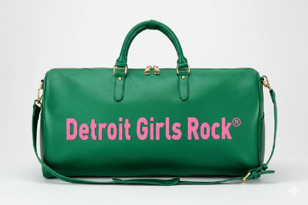 Image of Detroit Girls Rock Travel Bag Green & Pink 