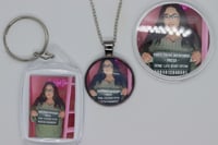 Necklace, Keychain, & Button Bundle 