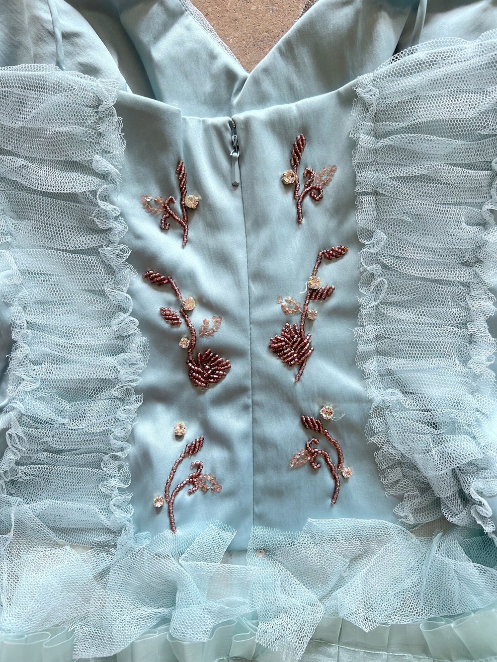 Image of MANDALAY TURQUOISE SATIN EMBELLISHED FAIRY TOP