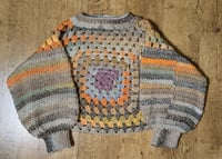 Image 1 of Orange + Brown Crochet Crop Sweater